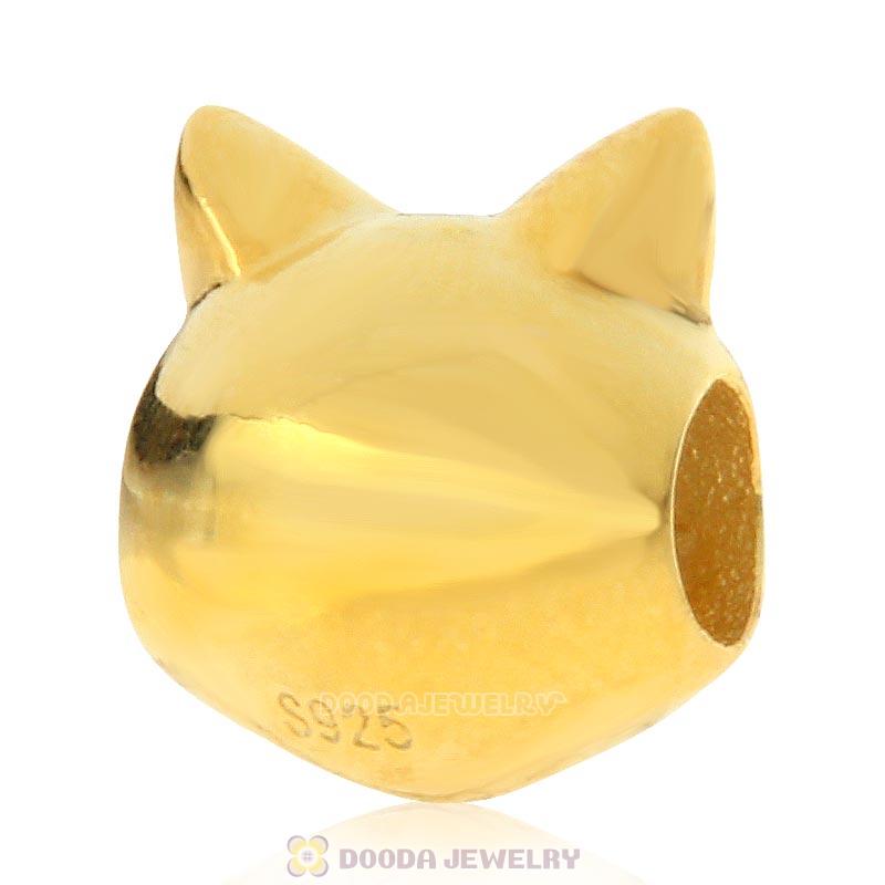 Gold Plated 925 Sterling Silver Emoji Face Anthomaniac Cat Beads