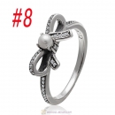 925 Sterling Silver Delicate Sentiments Ring with White Pearl and Clear CZ