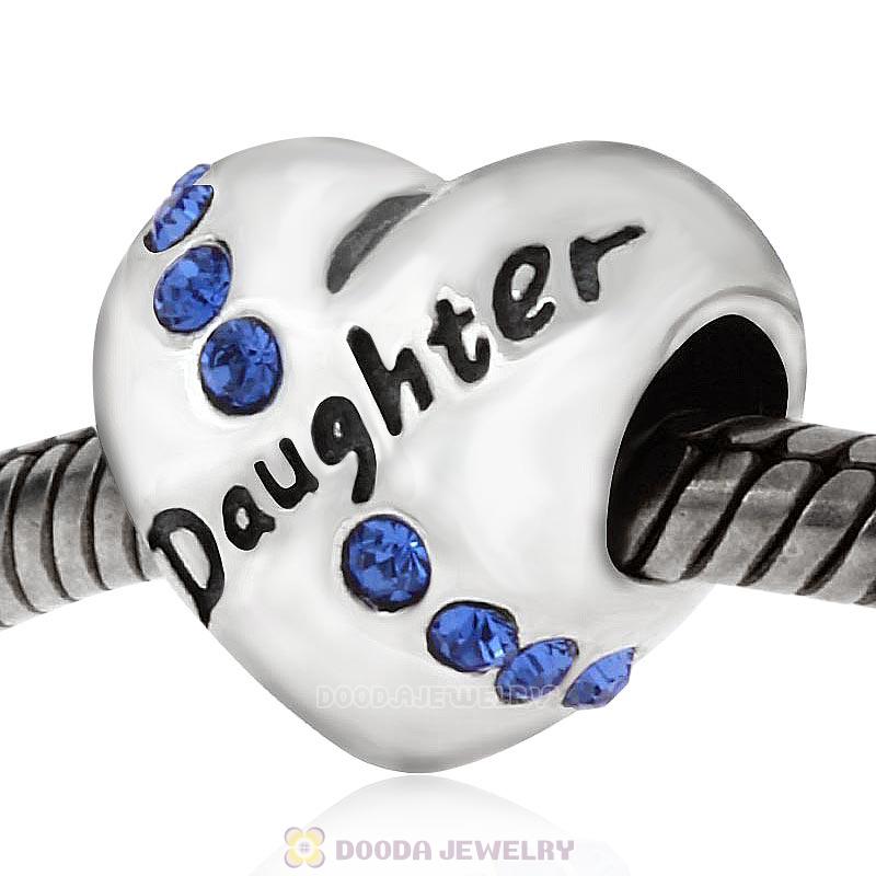 Daughter Heart Charm-Sapphire Crystal