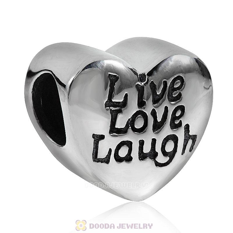 Sterling Silver Live Laugh Love Heart Charm