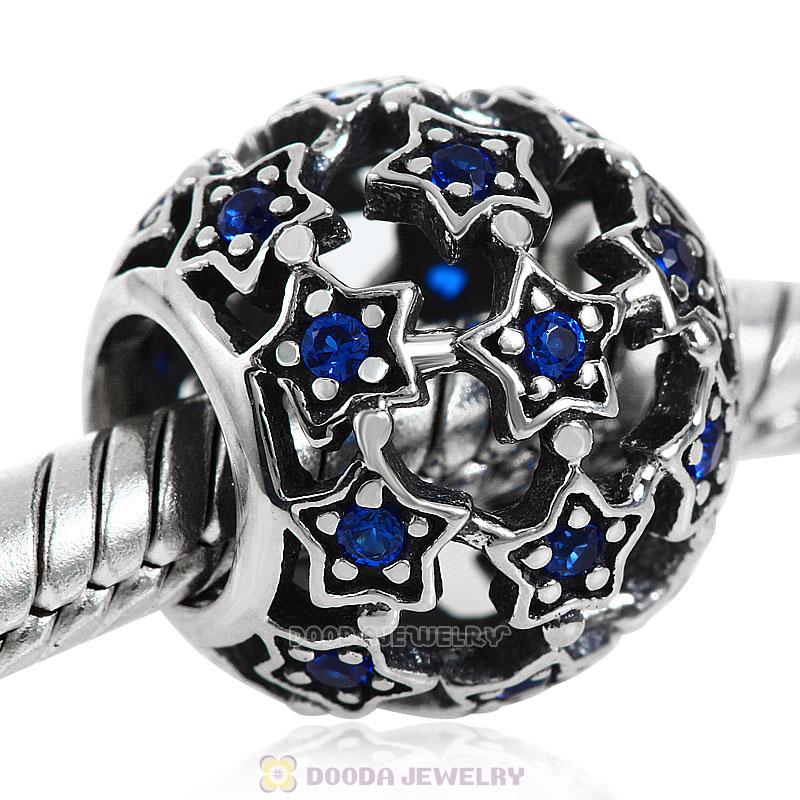 Shimmering Star Charm Bead with Blue CZ