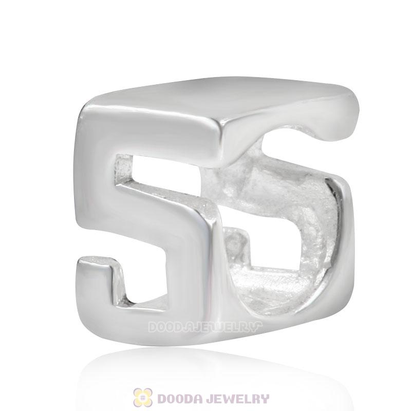 925 Sterling Silver Number 5 Charms Beads Wholesale