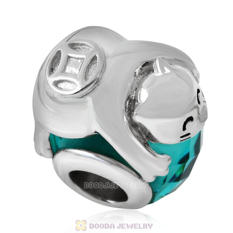 Cute Cat Charm Faceted Glass Bead