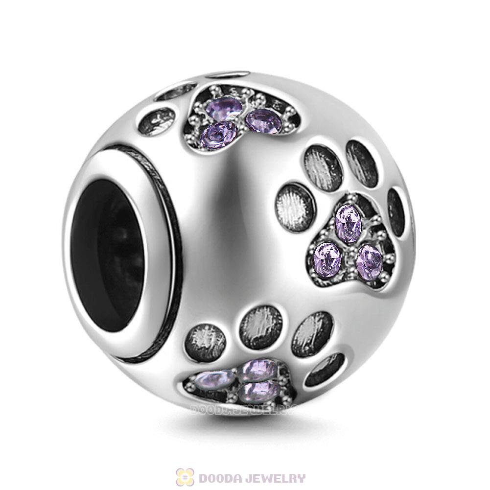 Dog Paw Print Charm Tanzanite Crystal
