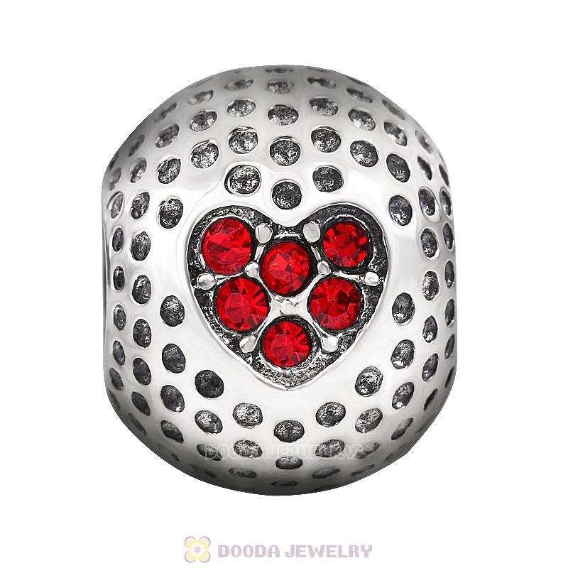 Golf Ball Charm with Red Crystal Love