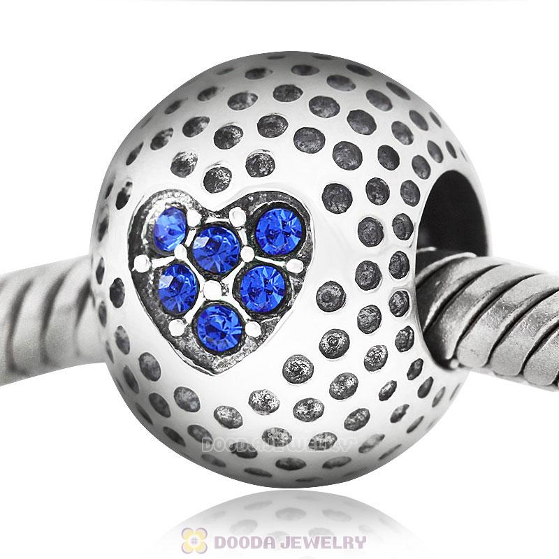 Golf Ball Charm with Sapphire Crystal Love