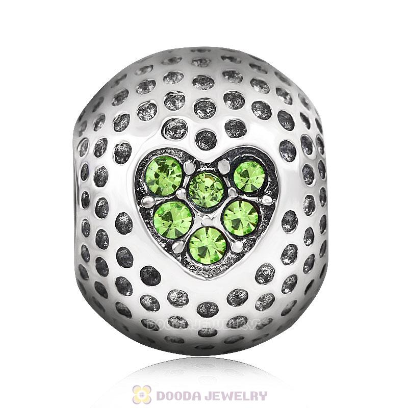 Golf Ball Charm with Peridot Crystal Love
