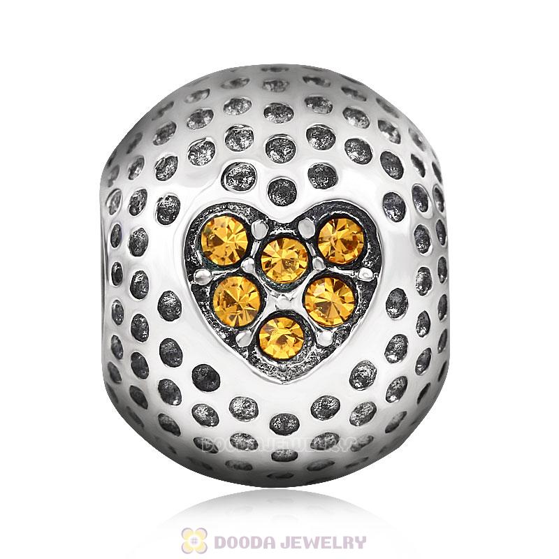 Golf Ball Charm with Topaz Crystal Love