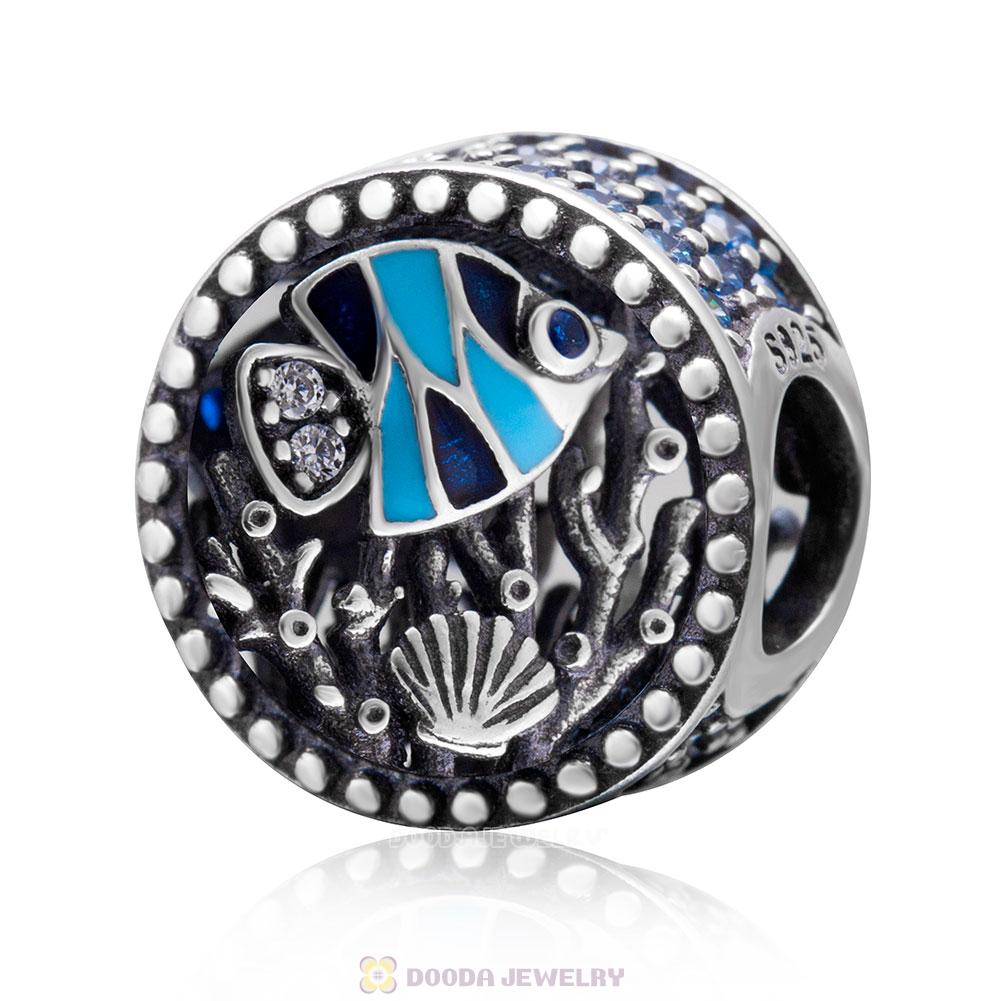 Ocean Life Mixed Enamel Multi-Colored CZ Charm