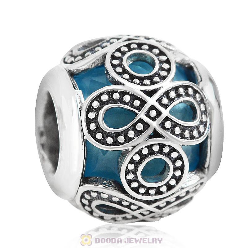 Infinite Love Charm Lt Blue Rhinestones