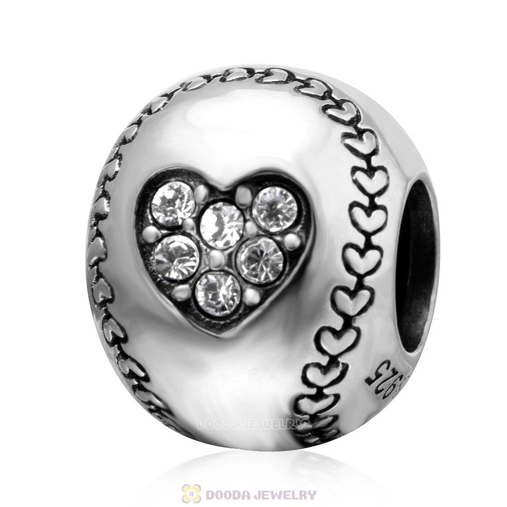 Clear Austrian Crystal Love Baseball Beads 
