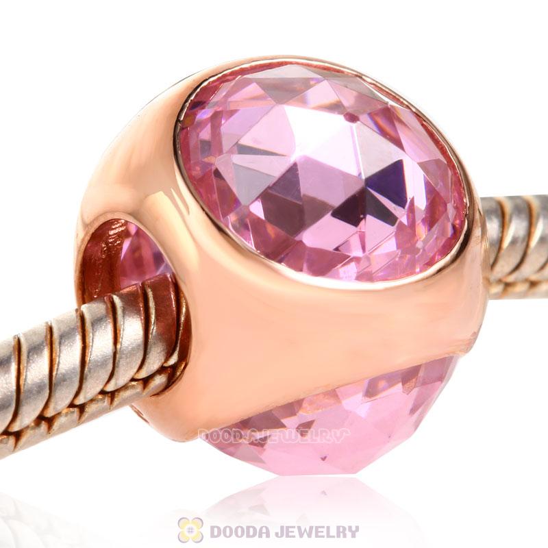 Rose Gold Charm Pink Faceted Crystal Bead