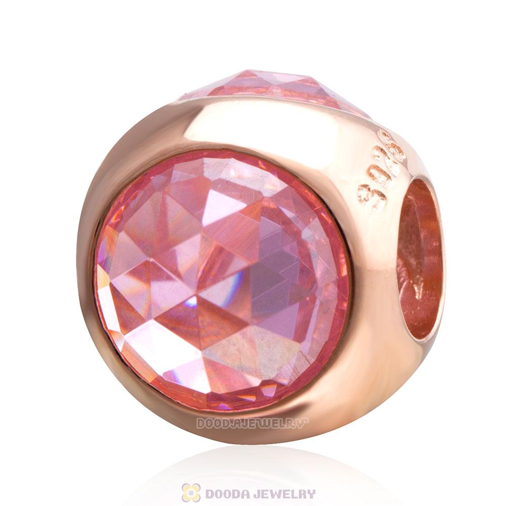 Rose Gold Charm Pink Faceted Crystal Bead