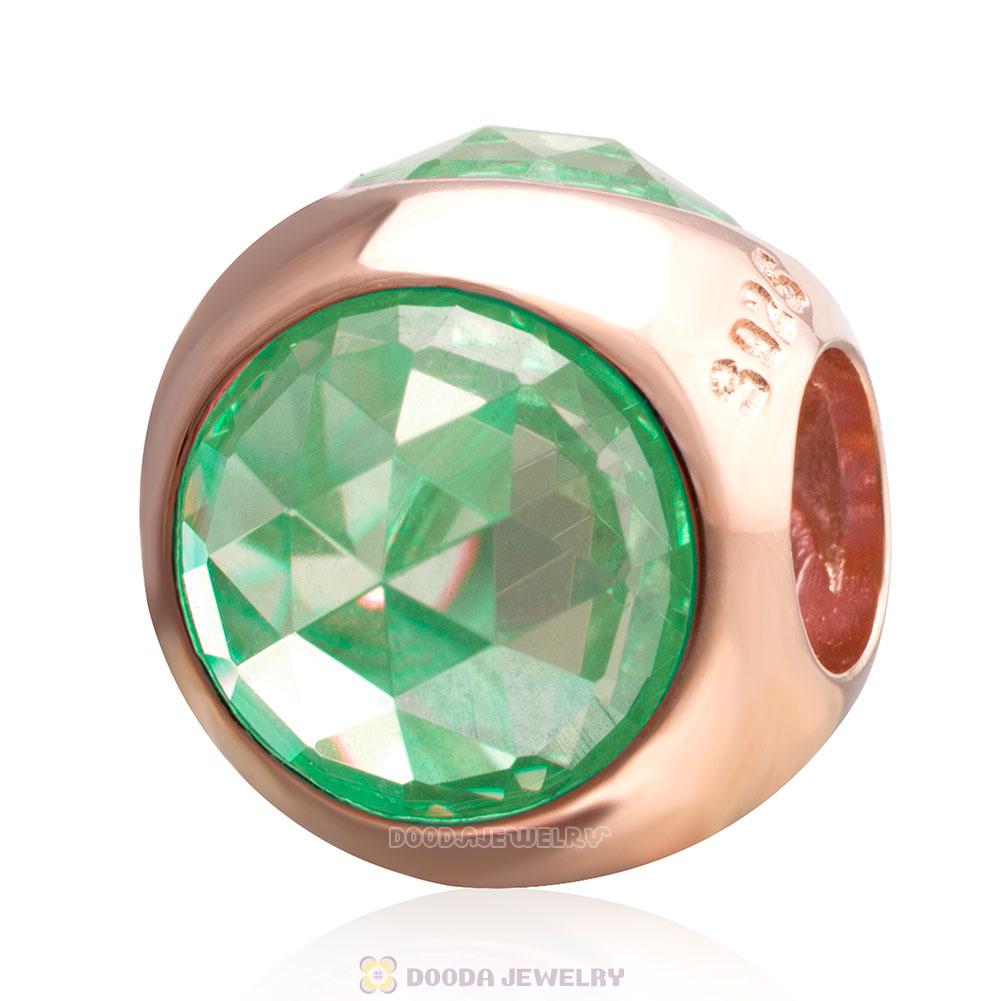 Rose Gold Charm Lt Green Faceted Crystal Bead