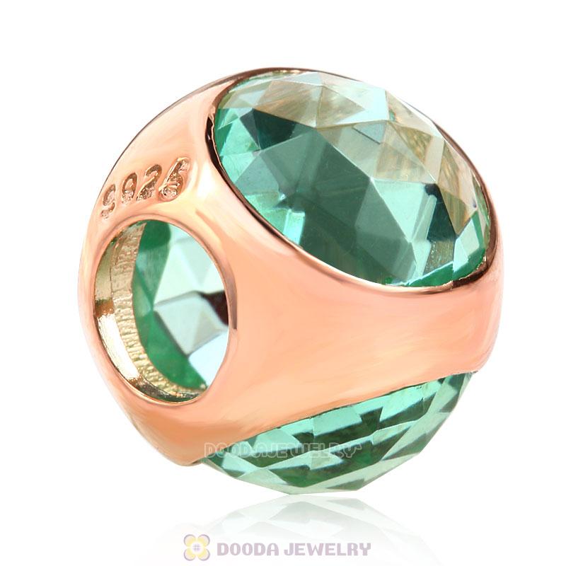 Rose Gold Charm Lt Green Faceted Crystal Bead
