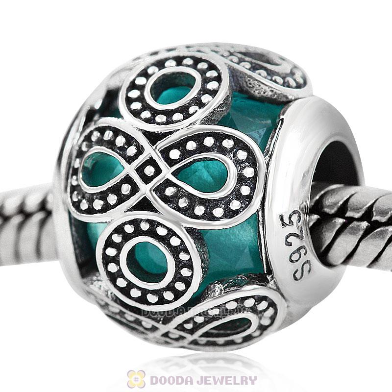Infinite Love Charm Blue Zircon Rhinestones