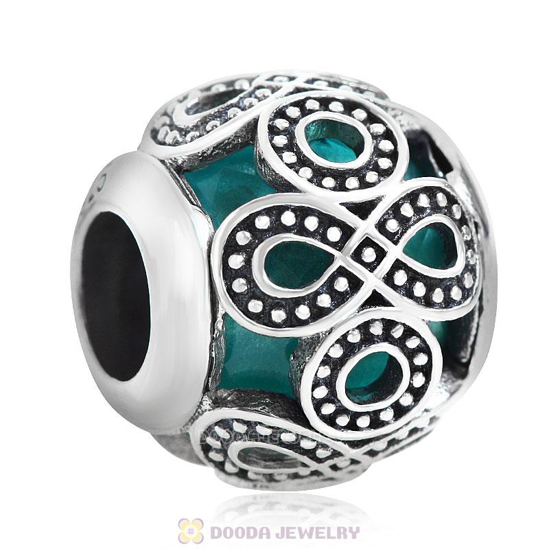 Infinite Love Charm Blue Zircon Rhinestones