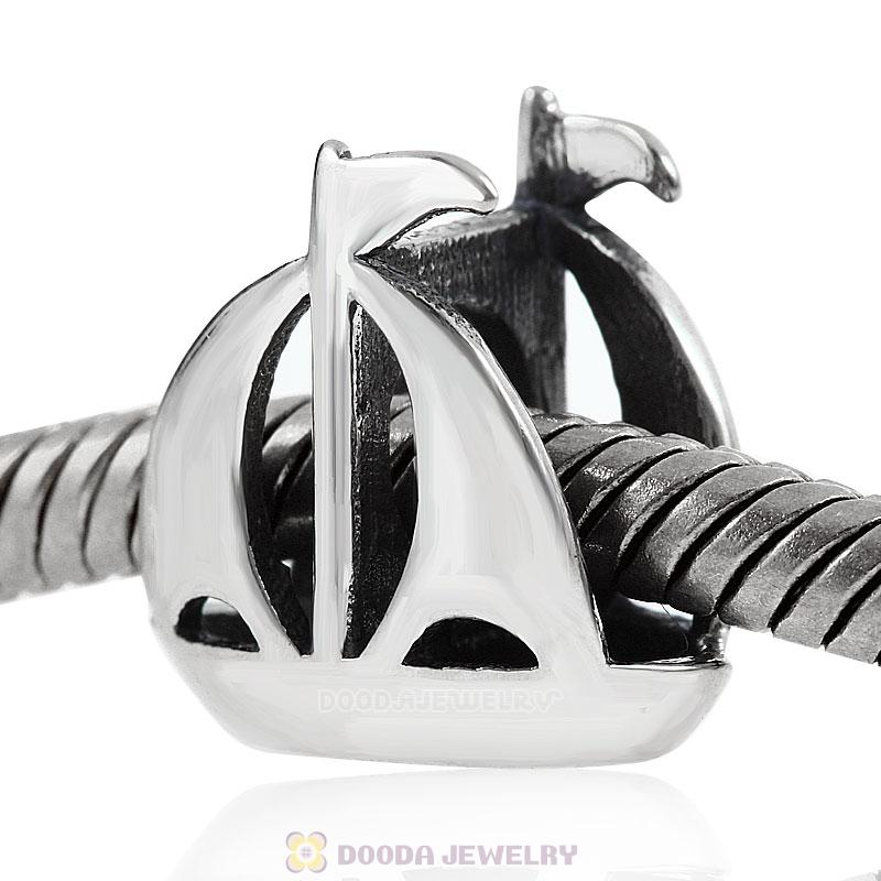 925 Sterling Silver Sailing Boat Charm Bead 