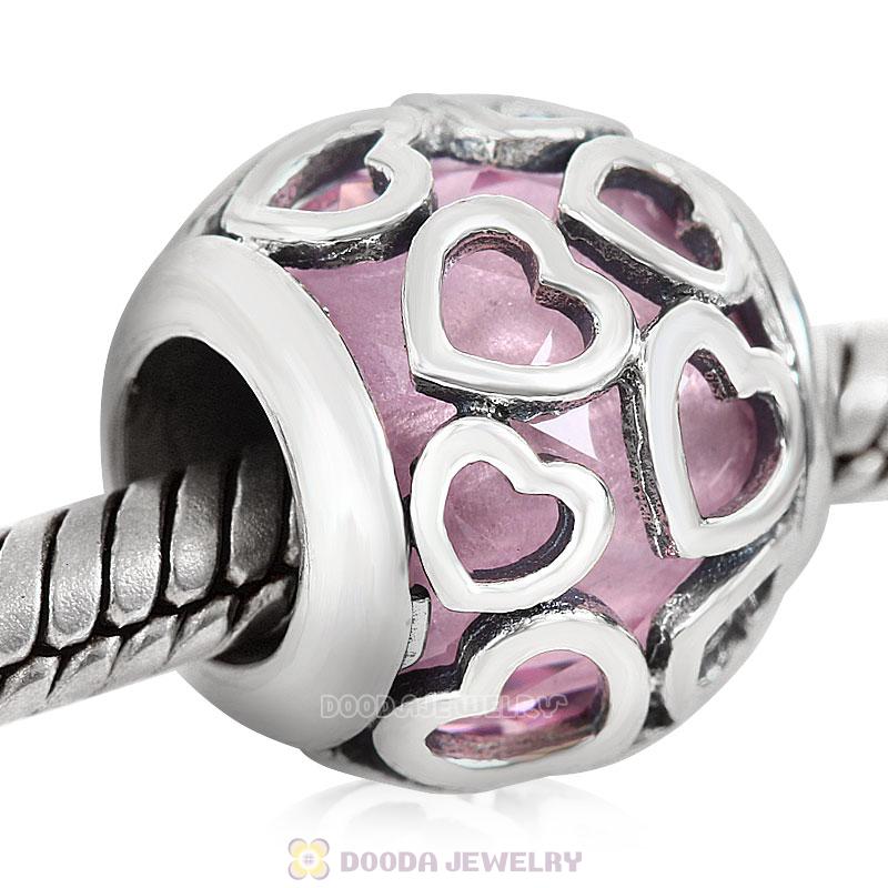Encased in Love Charm Pink Rhinestones