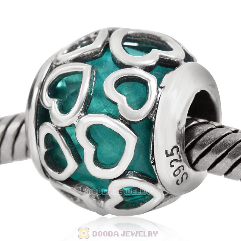 Encased in Love Charm Blue Zircon Rhinestones