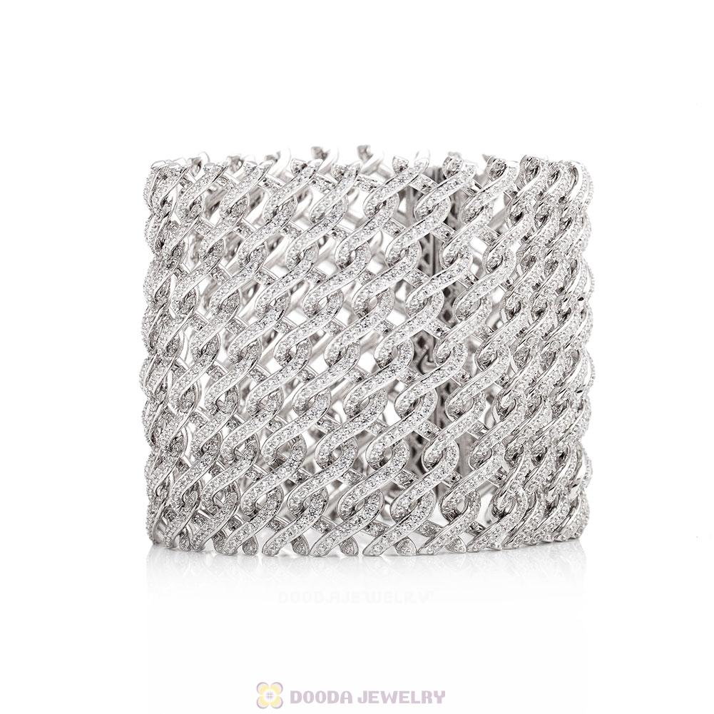 Mesh Design Bracelet Sterling Silver with CZ