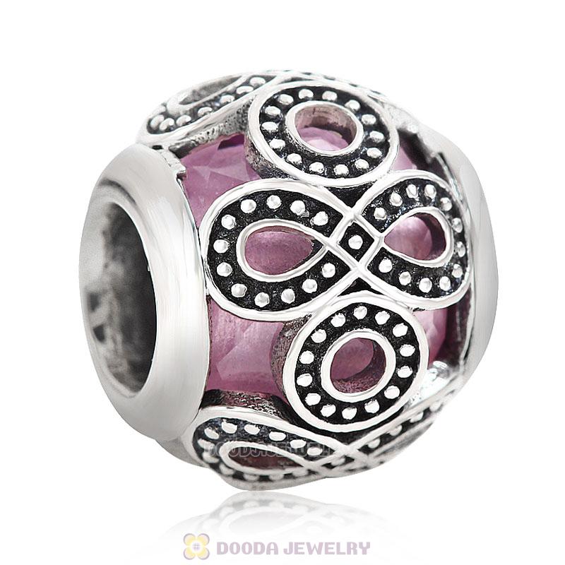Infinite Love Charm Pink Rhinestones