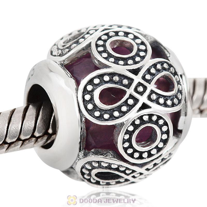 Infinite Love Charm Purple Rhinestones