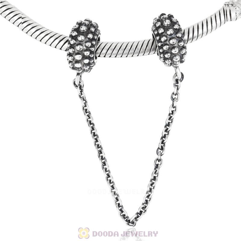 925 Sterling Silver Dots Style Safety Chain with Screw