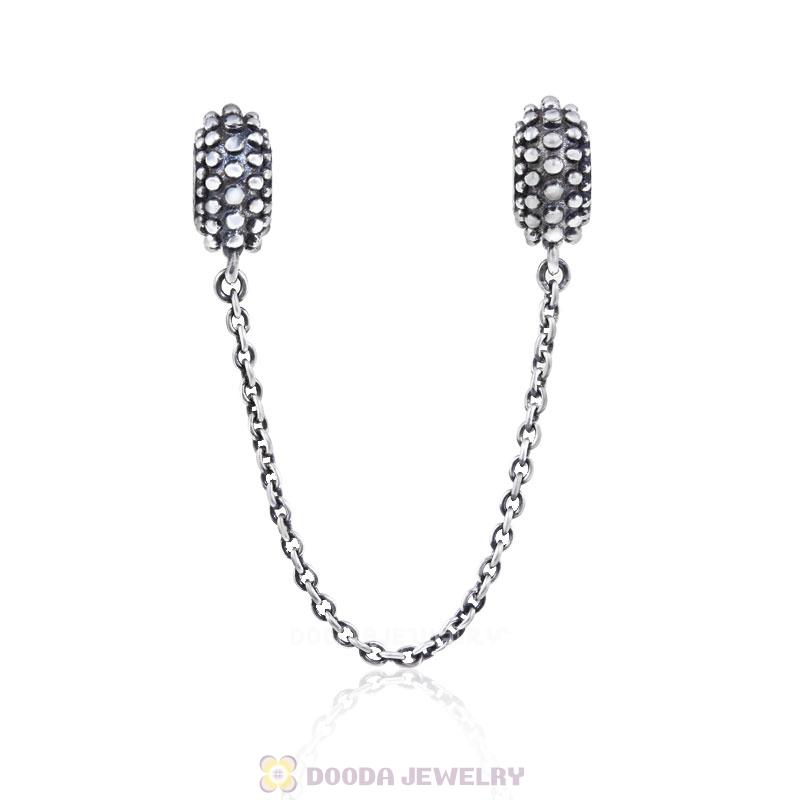 925 Sterling Silver Dots Style Safety Chain with Screw