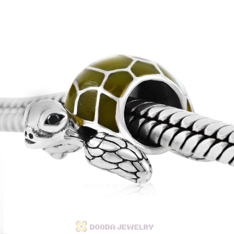 Sea Turtle Charm with Green Enamel