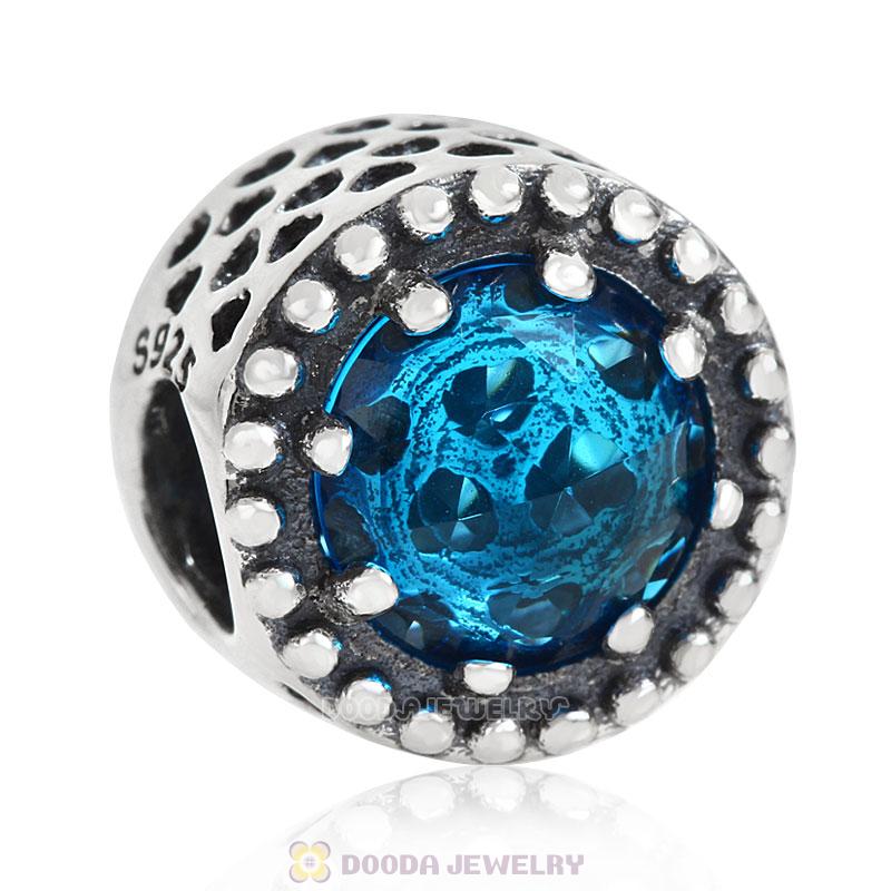 Radiant Hearts with Sky Blue and Clear CZ Charm Bead