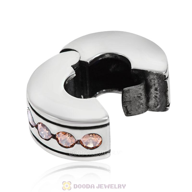 Topaz CZ Clip Spacer Charm Bead Sterling Silver