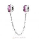 925 Sterling Silver Fuchsia CZ Safety Chain with Screw