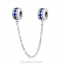 925 Sterling Silver Sapphire CZ Safety Chain with Screw