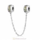 925 Sterling Silver Olivine CZ Safety Chain with Screw