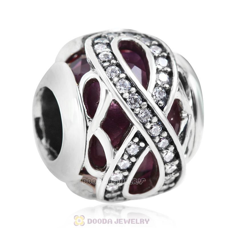 Sparkling Infinite Love Round Charm Purple Rhinestones