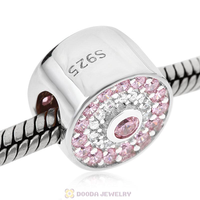 Pink Cubic Zirconia Candy Charm Bead