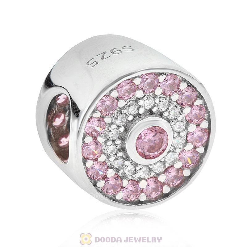 Pink Cubic Zirconia Candy Charm Bead