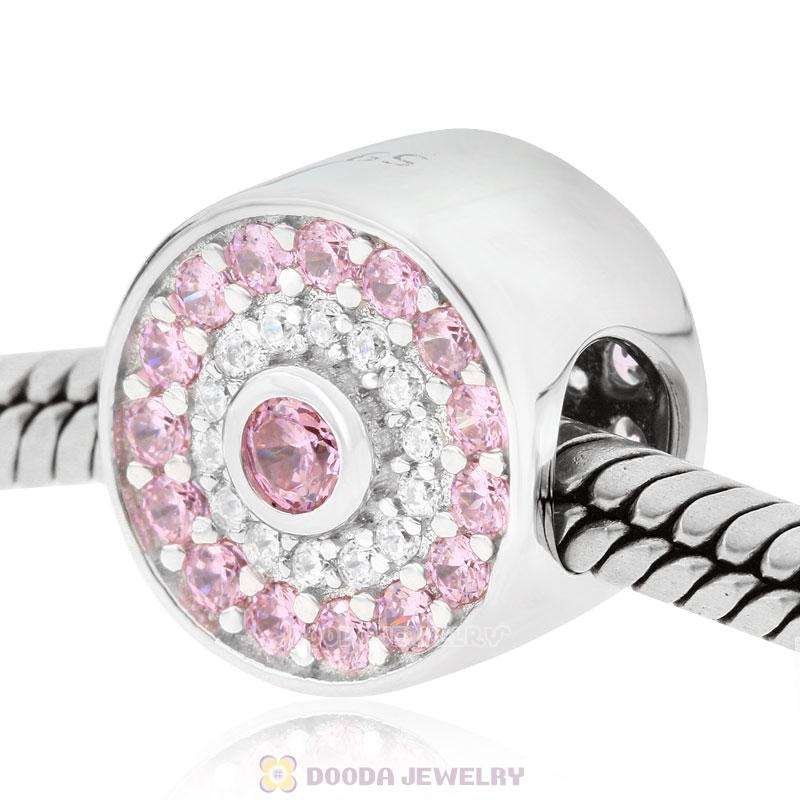 Pink Cubic Zirconia Candy Charm Bead