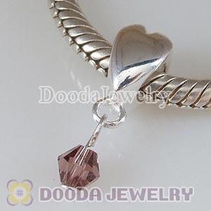 925 Sterling Silver European Heart Charms Dangle Brown Stone
