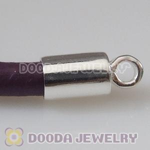 21cm European Single Slippy Purple Leather Chain with Sterling Lobster Clasp