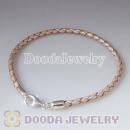 26cm Champagne Braided Leather Bracelet with Sterling Lobster Clasp