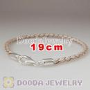 19cm Champagne Braided Leather Bracelet with Sterling Lobster Clasp
