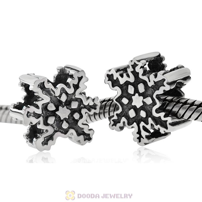 European Style Antique Christmas Snowflake Charm Beads