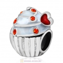 Heart Cupcake Charm Bead with Hyacinth Austrian Crystal
