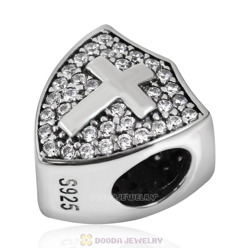 Royal Shield Cross Charm Antique Sterling Silver  