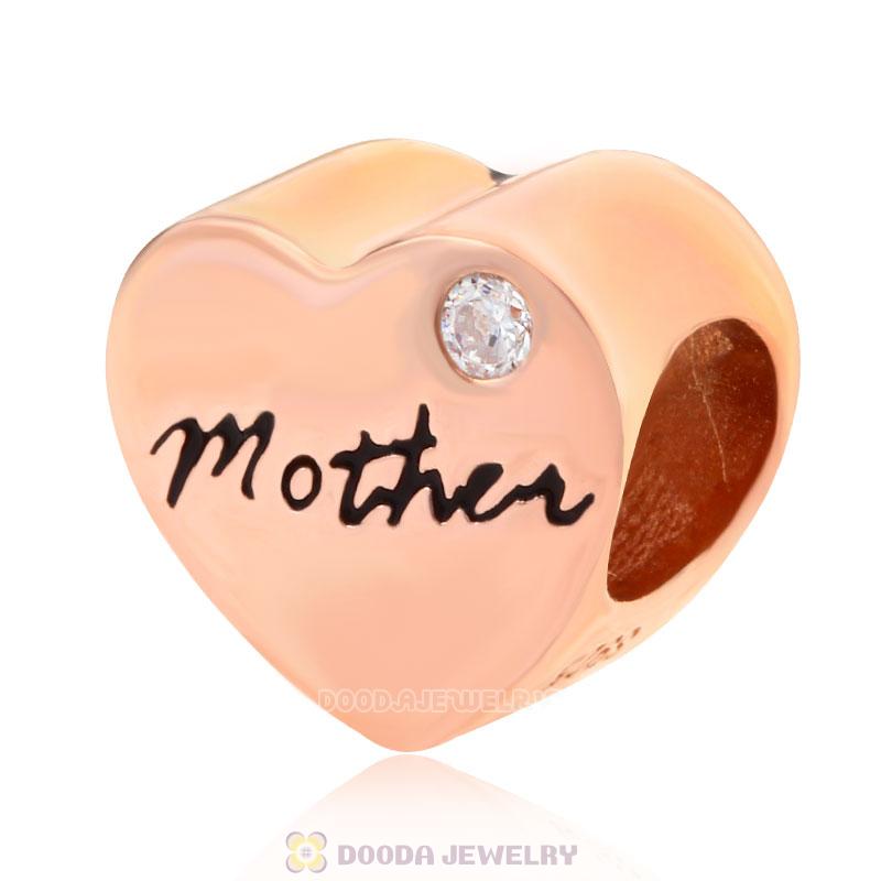 Mother and Best Friend Heart Charms Rose Gold Sterling Silver