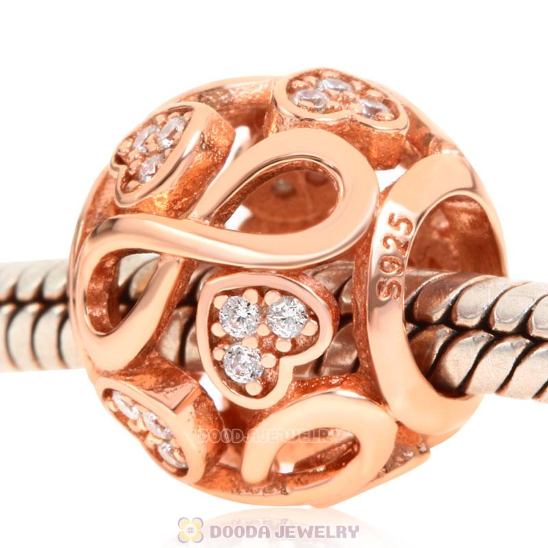 Rose Gold Infinite Love Charm with White Zircon