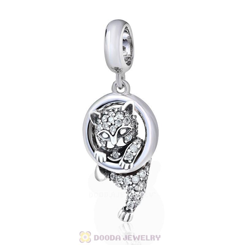 Forest Fox Charm Pendant with White Zicron