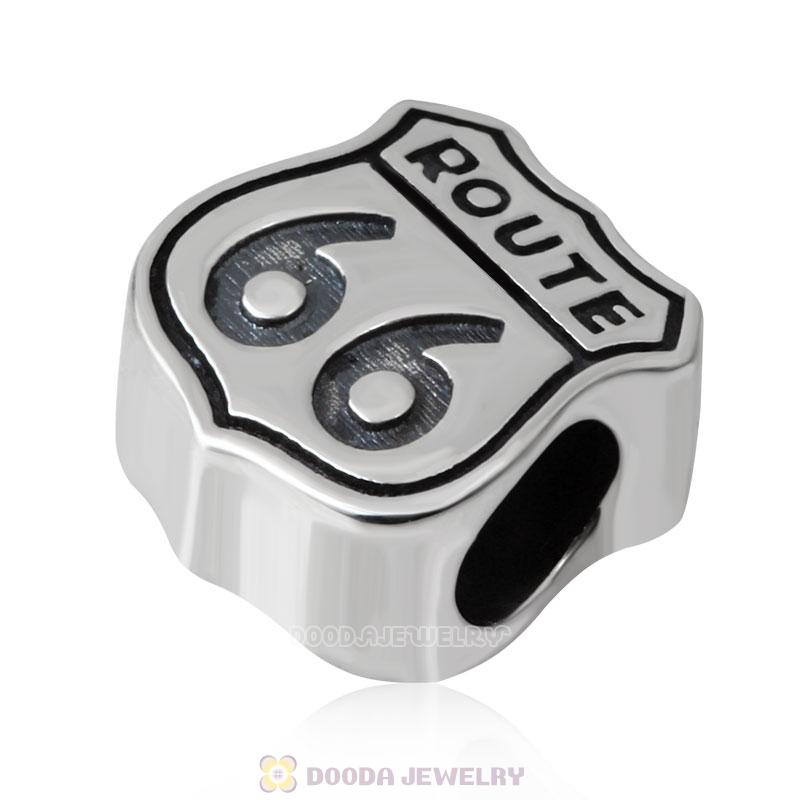 Route 66 Sign Charm 925 Sterling Silver